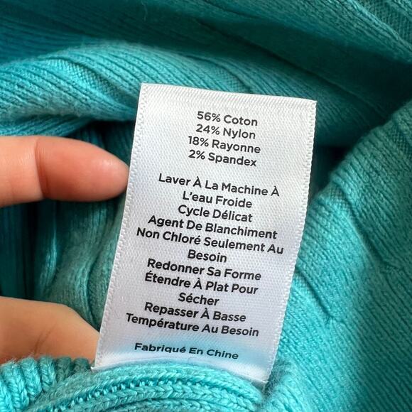 Talbots Women's Ribbed Pullover Sweater Long Sleeve Teal Blue Size Small - Picture 4 of 5